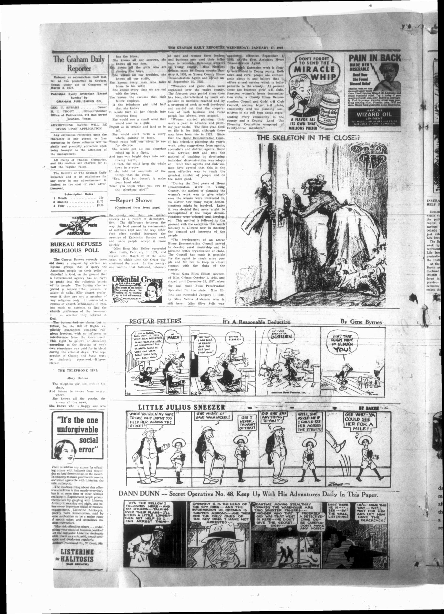 Graham Daily Reporter (Graham, Tex.), Vol. 6, No. 118, Ed. 1 Wednesday, January 17, 1940
                                                
                                                    [Sequence #]: 2 of 4
                                                