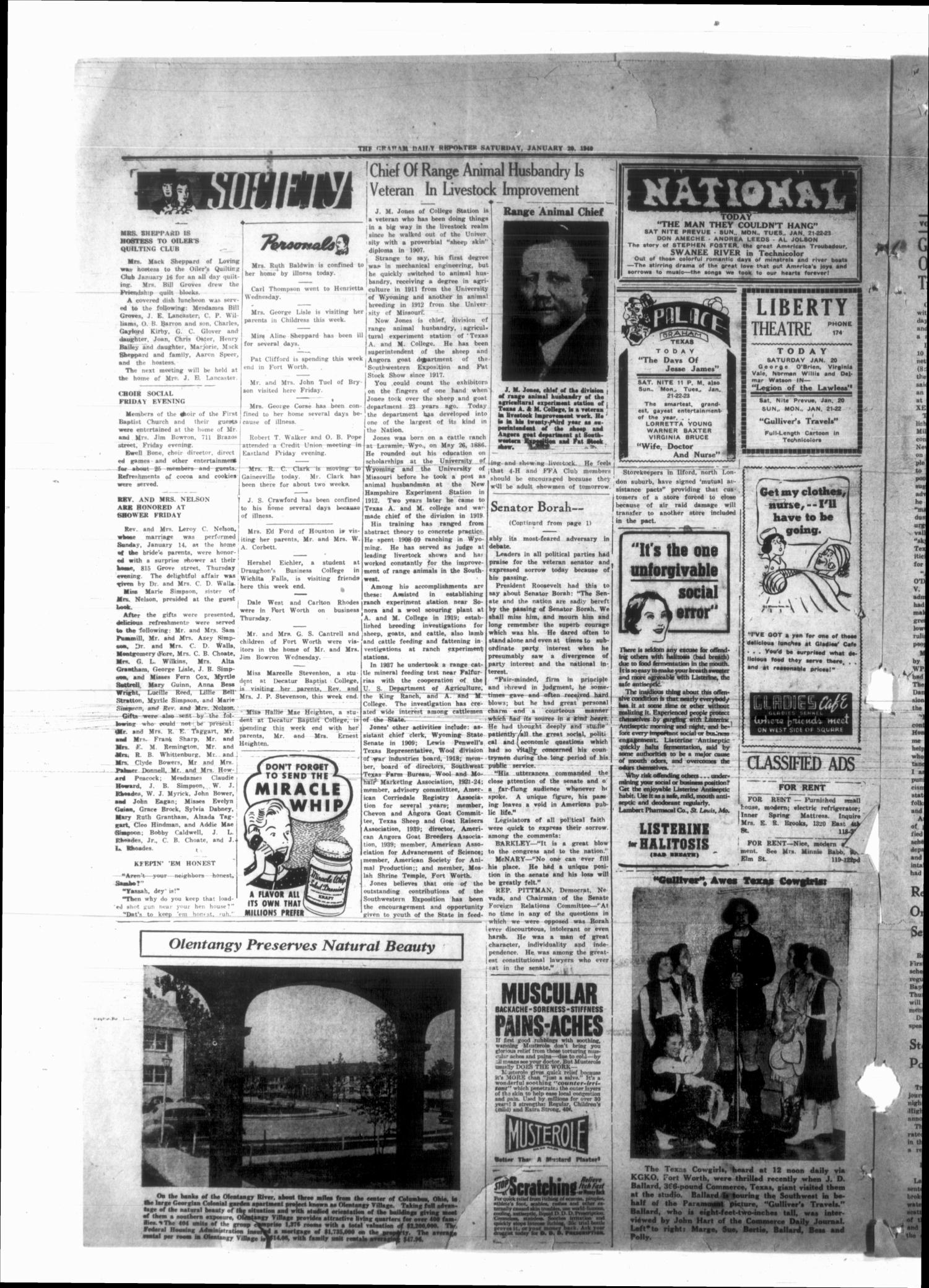Graham Daily Reporter (Graham, Tex.), Vol. 6, No. 121, Ed. 1 Saturday, January 20, 1940
                                                
                                                    [Sequence #]: 4 of 4
                                                