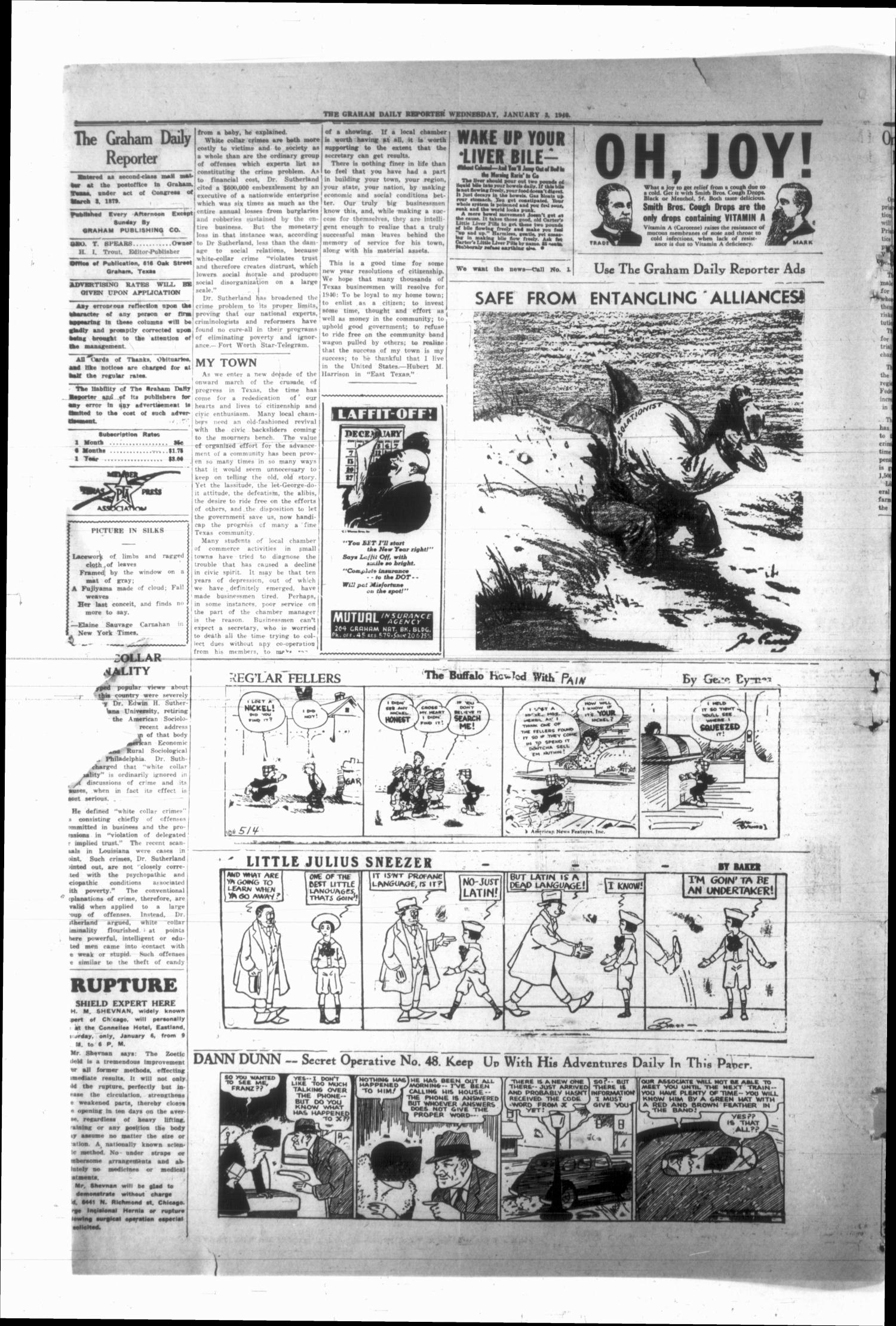 Graham Daily Reporter (Graham, Tex.), Vol. 6, No. 106, Ed. 1 Wednesday, January 3, 1940
                                                
                                                    [Sequence #]: 2 of 4
                                                