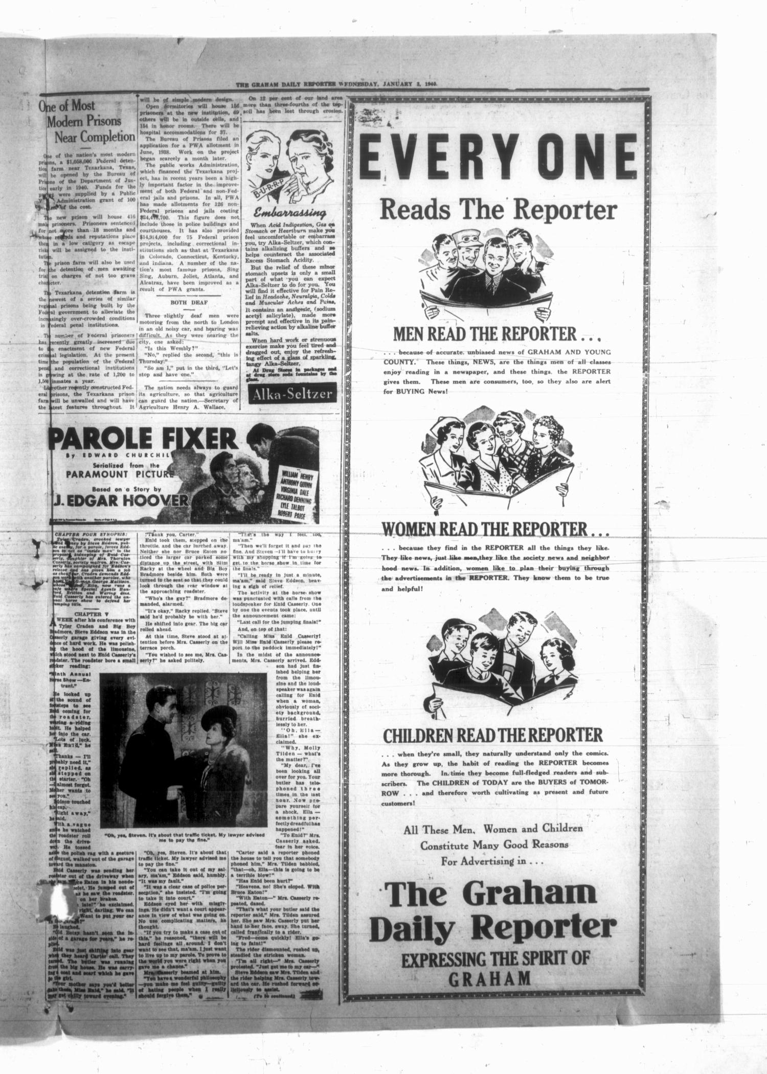 Graham Daily Reporter (Graham, Tex.), Vol. 6, No. 106, Ed. 1 Wednesday, January 3, 1940
                                                
                                                    [Sequence #]: 3 of 4
                                                