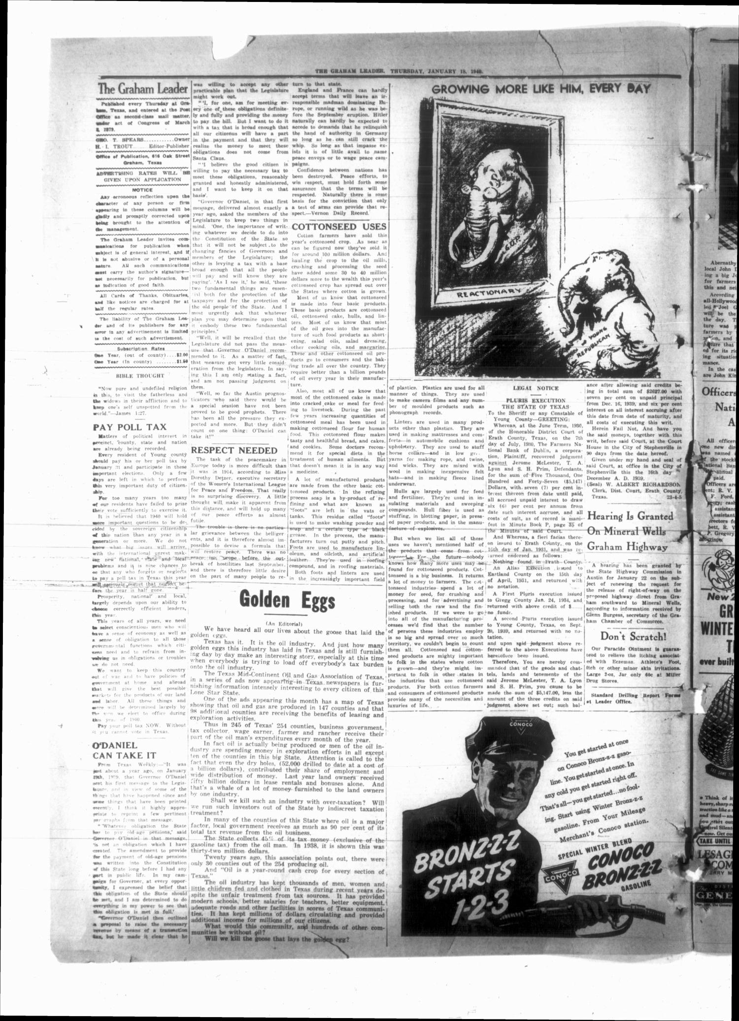 The Graham Leader (Graham, Tex.), Vol. 64, No. 24, Ed. 1 Thursday, January 18, 1940
                                                
                                                    [Sequence #]: 2 of 12
                                                