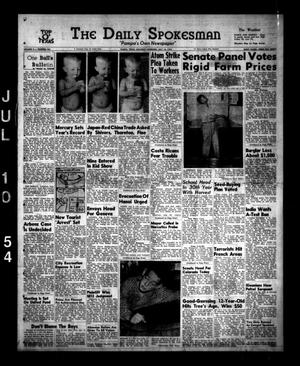 Primary view of object titled 'The Daily Spokesman (Pampa, Tex.), Vol. 3, No. 182, Ed. 1 Saturday, July 10, 1954'.