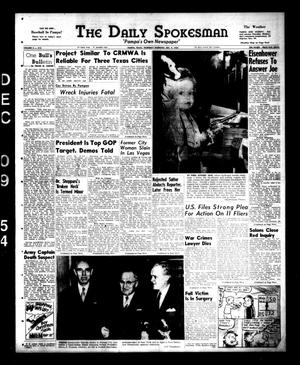 Primary view of object titled 'The Daily Spokesman (Pampa, Tex.), Vol. 3, No. 312, Ed. 1 Thursday, December 9, 1954'.