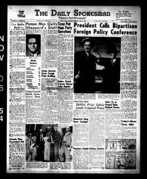 The Daily Spokesman (Pampa, Tex.), Vol. 3, No. 284, Ed. 1 Saturday, November 6, 1954