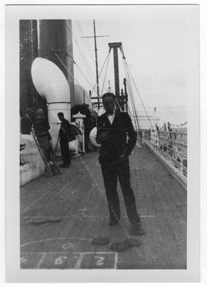[Photo of Unidentified Man on Deck of the SS President Harding]