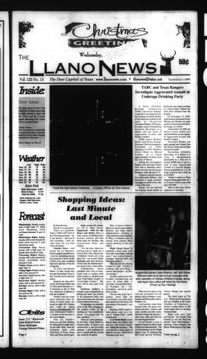 Primary view of object titled 'The Llano News (Llano, Tex.), Vol. 122, No. 13, Ed. 1 Wednesday, December 24, 2008'.