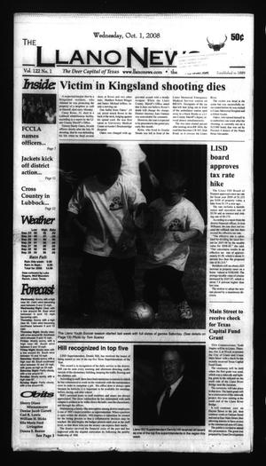 Primary view of object titled 'The Llano News (Llano, Tex.), Vol. 122, No. 1, Ed. 1 Wednesday, October 1, 2008'.