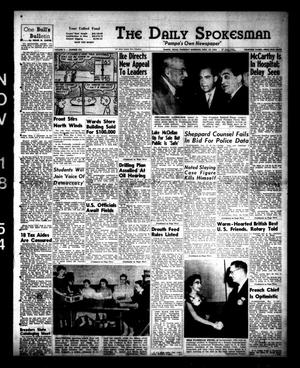 Primary view of object titled 'The Daily Spokesman (Pampa, Tex.), Vol. 3, No. 294, Ed. 1 Thursday, November 18, 1954'.