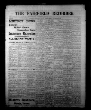 The Fairfield Recorder. (Fairfield, Tex.), Vol. 16, No. 10, Ed. 1 Friday, November 27, 1891