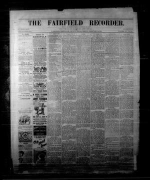 Primary view of object titled 'The Fairfield Recorder. (Fairfield, Tex.), Vol. 15, No. 22, Ed. 1 Friday, February 20, 1891'.