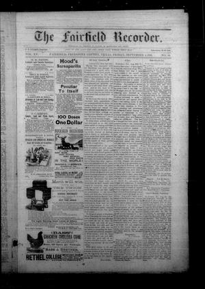 Primary view of object titled 'The Fairfield Recorder. (Fairfield, Tex.), Vol. 15, No. 50, Ed. 1 Friday, September 4, 1891'.