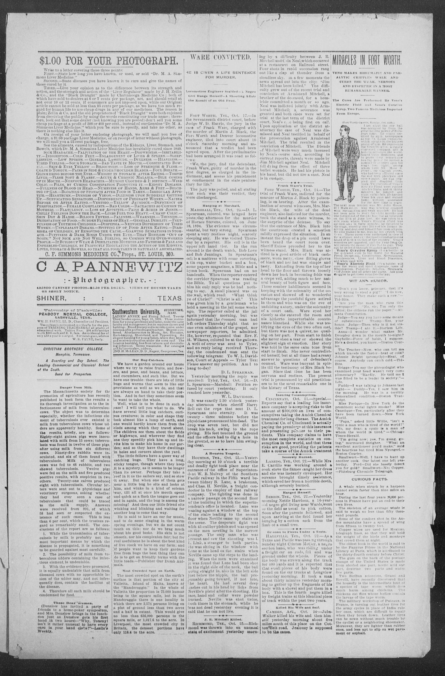 Shiner Gazette. (Shiner, Tex.), Vol. 3, No. 21, Ed. 1, Thursday, October 31, 1895
                                                
                                                    [Sequence #]: 3 of 8
                                                
