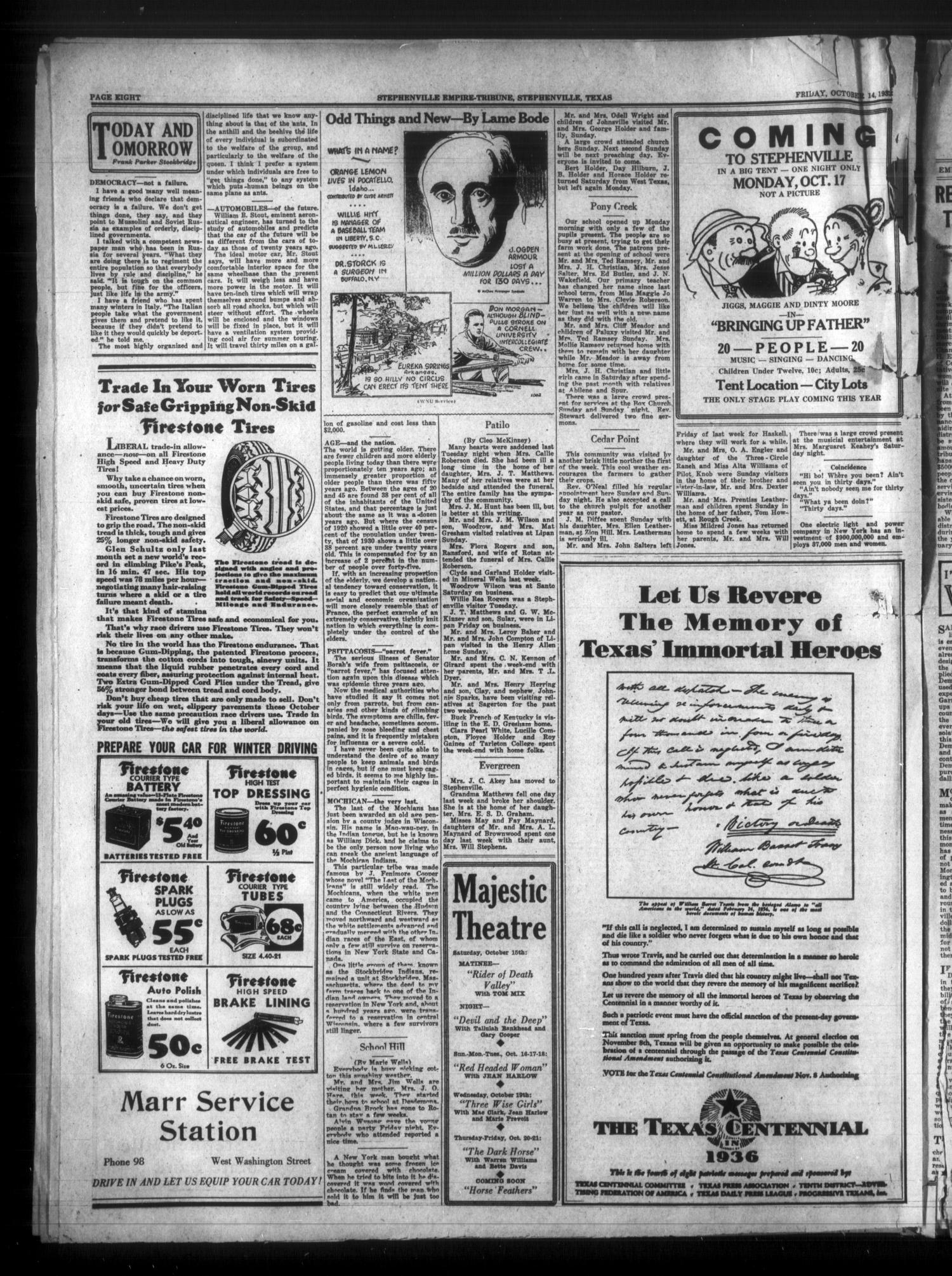 Stephenville Empire-Tribune (Stephenville, Tex.), Vol. 60, No. 43, Ed. 1 Friday, October 14, 1932
                                                
                                                    [Sequence #]: 15 of 15
                                                
