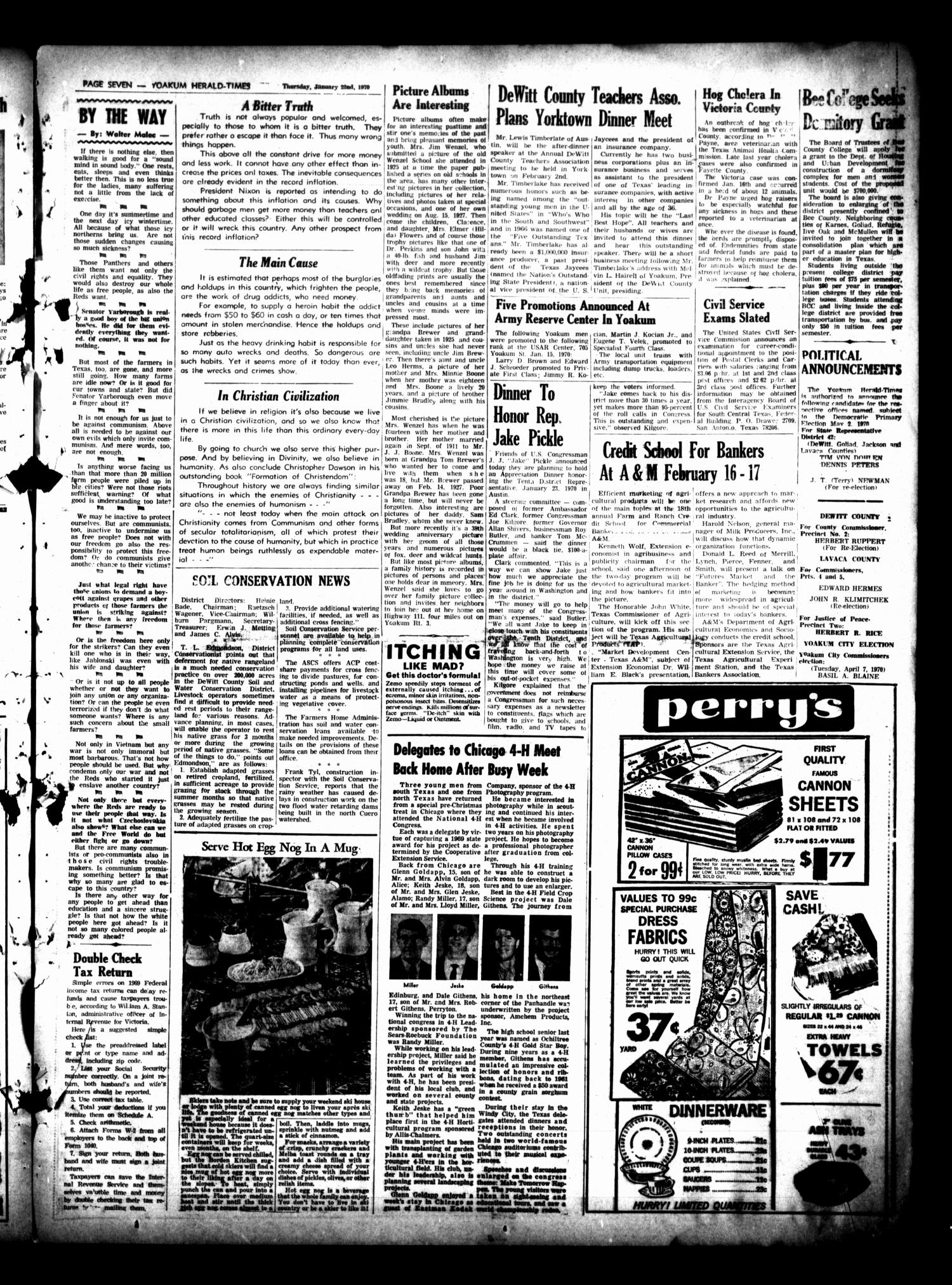 Yoakum Herald-Times (Yoakum, Tex.), Vol. 72, No. 9, Ed. 1 Thursday, January 22, 1970
                                                
                                                    [Sequence #]: 7 of 11
                                                