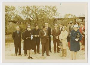 Primary view of object titled '[Group Standing at Round Rock Marker Ceremony]'.