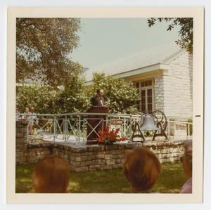 Primary view of object titled '[Noel Grisham at Trinity College Historic Marker Ceremony]'.