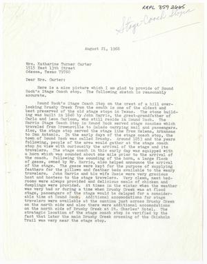 Primary view of object titled '[Letter from Noel Grisham to Mrs. Katherine Turner Carter, August 21, 1968]'.
