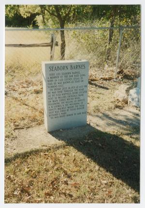 Primary view of object titled '[Seaborn Barnes Gravestone]'.
