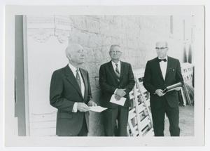 [Three Men at J.A. Nelson Building Historic Marker Dedication]