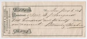 Primary view of [Receipt from Peterson & Hoehn Wholesale Grocers, July 8, 1878]