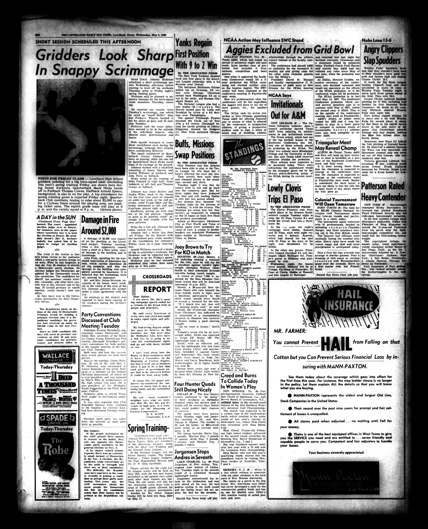 The Levelland Daily Sun News (Levelland, Tex.), Vol. 15, No. 122, Ed. 1 Wednesday, May 2, 1956
                                                
                                                    [Sequence #]: 6 of 6
                                                