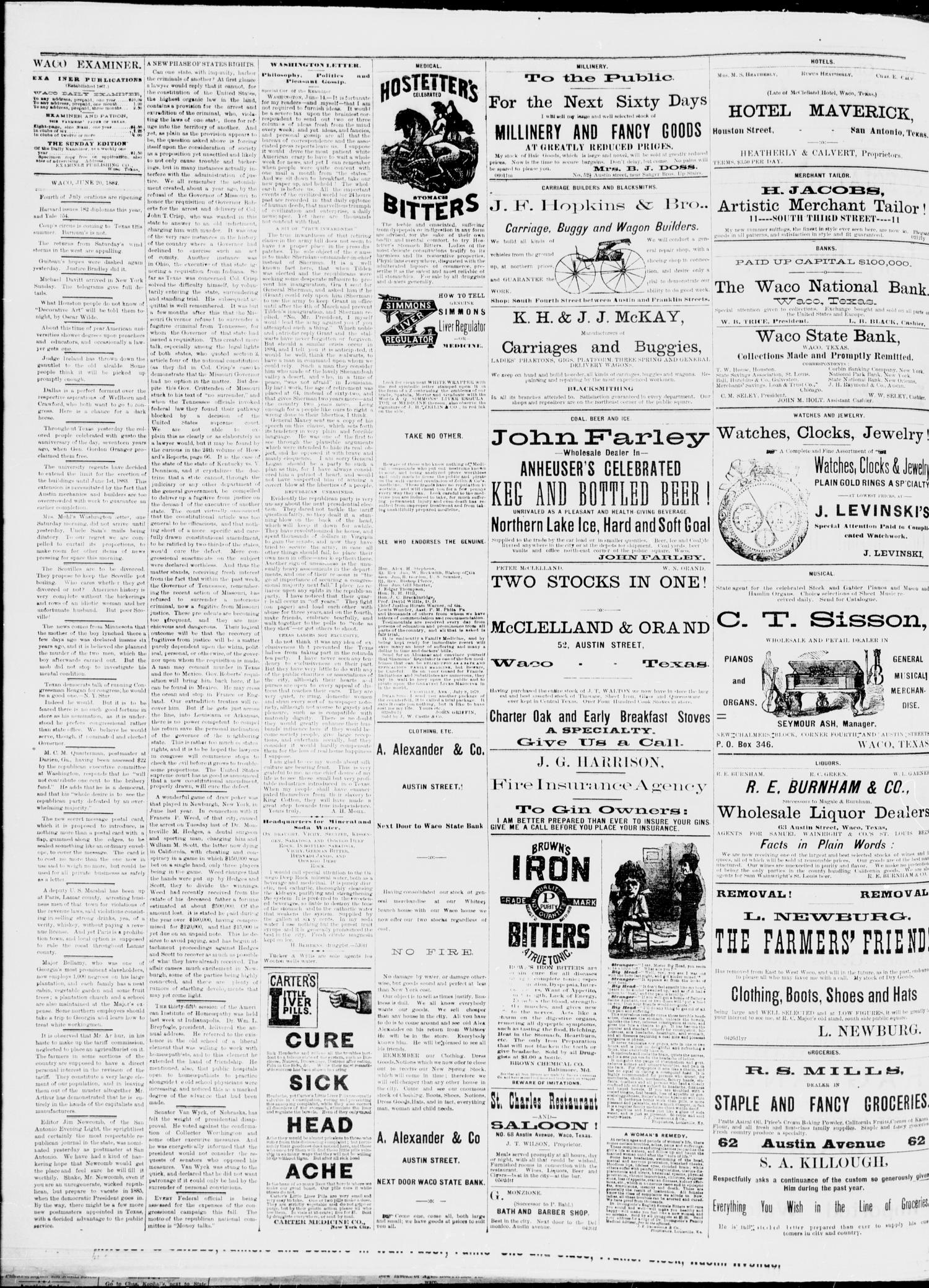 The Waco Daily Examiner. (Waco, Tex.), Vol. 15, No. 158, Ed. 1, Tuesday, June 20, 1882
                                                
                                                    [Sequence #]: 2 of 4
                                                