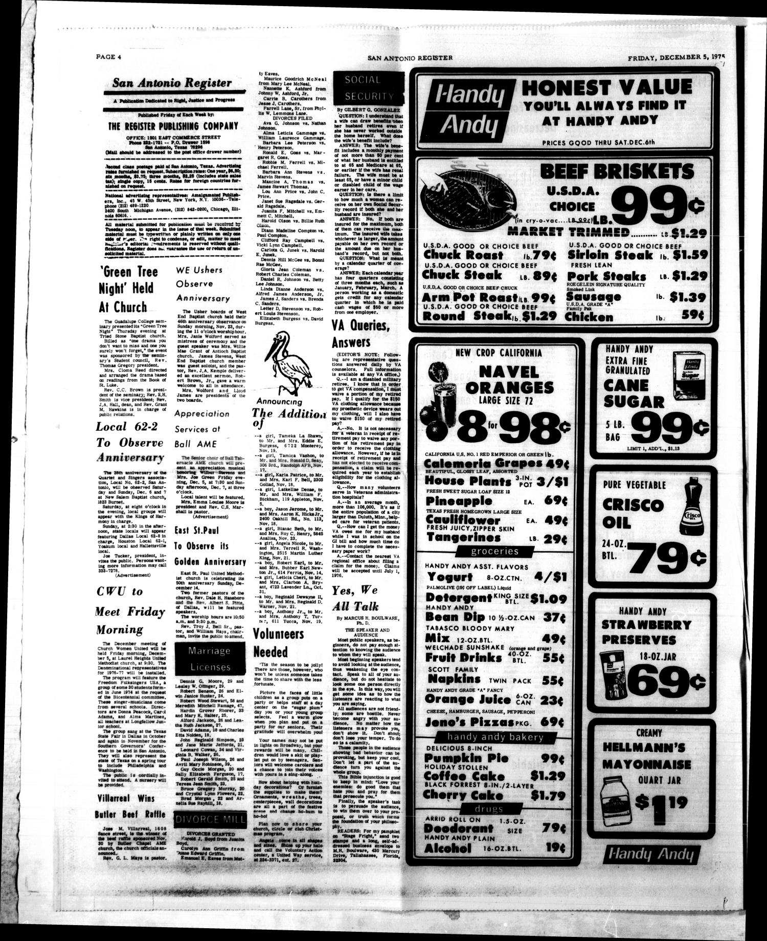 San Antonio Register (San Antonio, Tex.), Vol. 44, No. 25, Ed. 1 Friday, December 5, 1975
                                                
                                                    [Sequence #]: 4 of 10
                                                