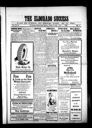 Primary view of object titled 'The Eldorado Success (Eldorado, Tex.), Vol. 27, No. 13, Ed. 1 Friday, April 1, 1927'.