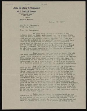 [Letter from John H. Page to Dock Dilworth Parramore, October 22, 1917]
