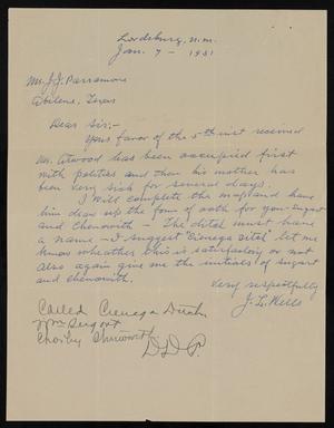 Primary view of object titled '[Letter from J. L. Wells to J. J. Parramore, January 7, 1931'.