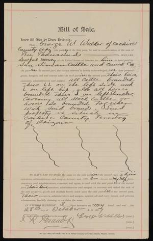 Primary view of object titled '[Bill of Sale from George Walker to San Simon Cattle and Canal Co.]'.