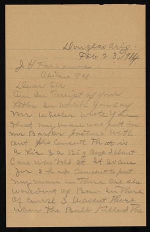 Primary view of object titled '[Letter from E. K. Capeton to J. H. Parramore, February 23, 1914]'.