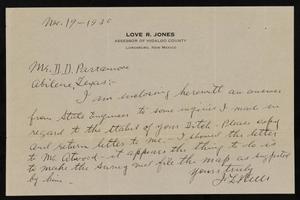 Primary view of object titled '[Letter from J. L. Wells to D. D. Parramore, November 19, 1930]'.