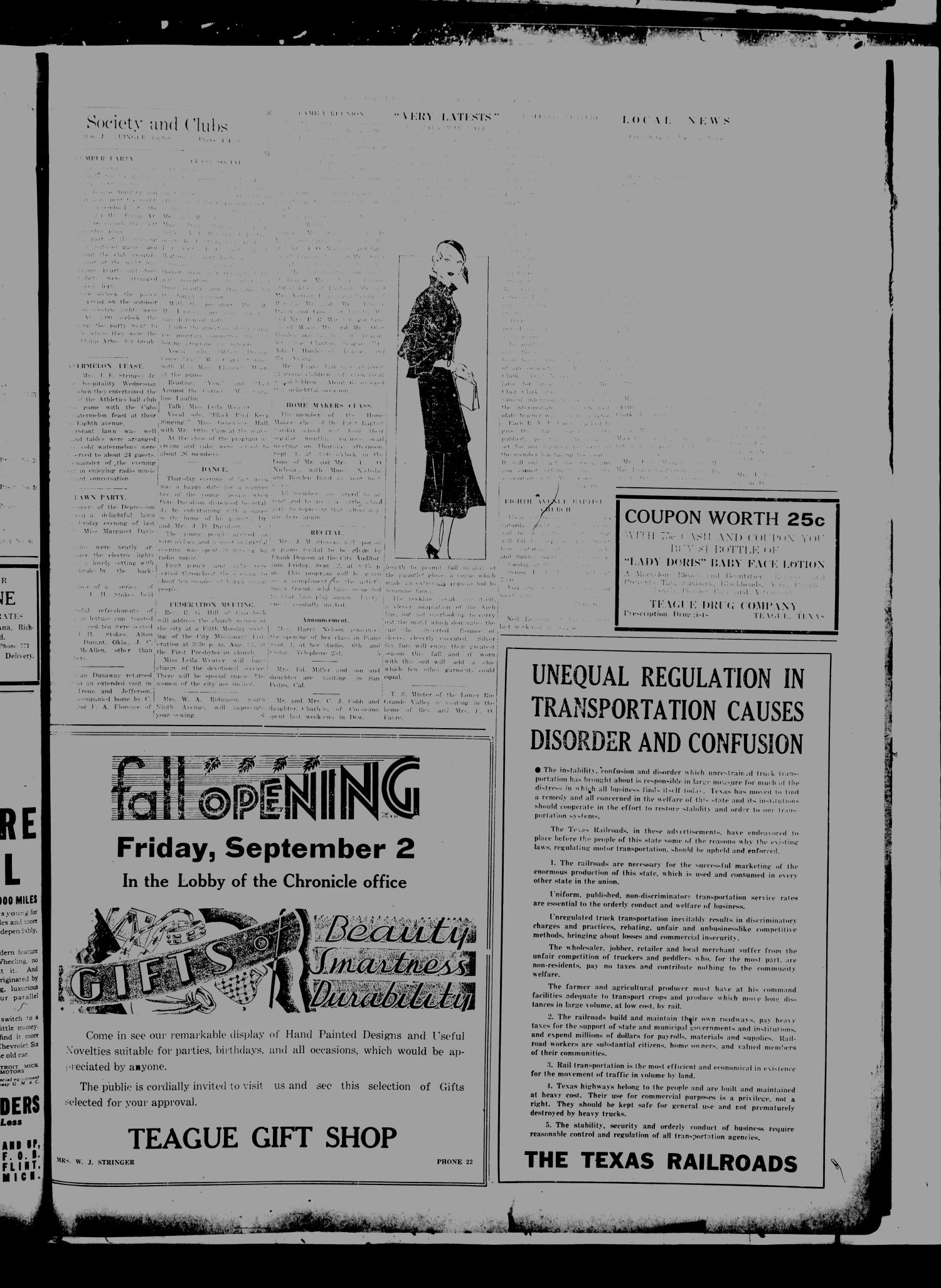 The Teague Chronicle (Teague, Tex.), Vol. [27], No. [5], Ed. 1 Friday, August 26, 1932
                                                
                                                    [Sequence #]: 3 of 8
                                                