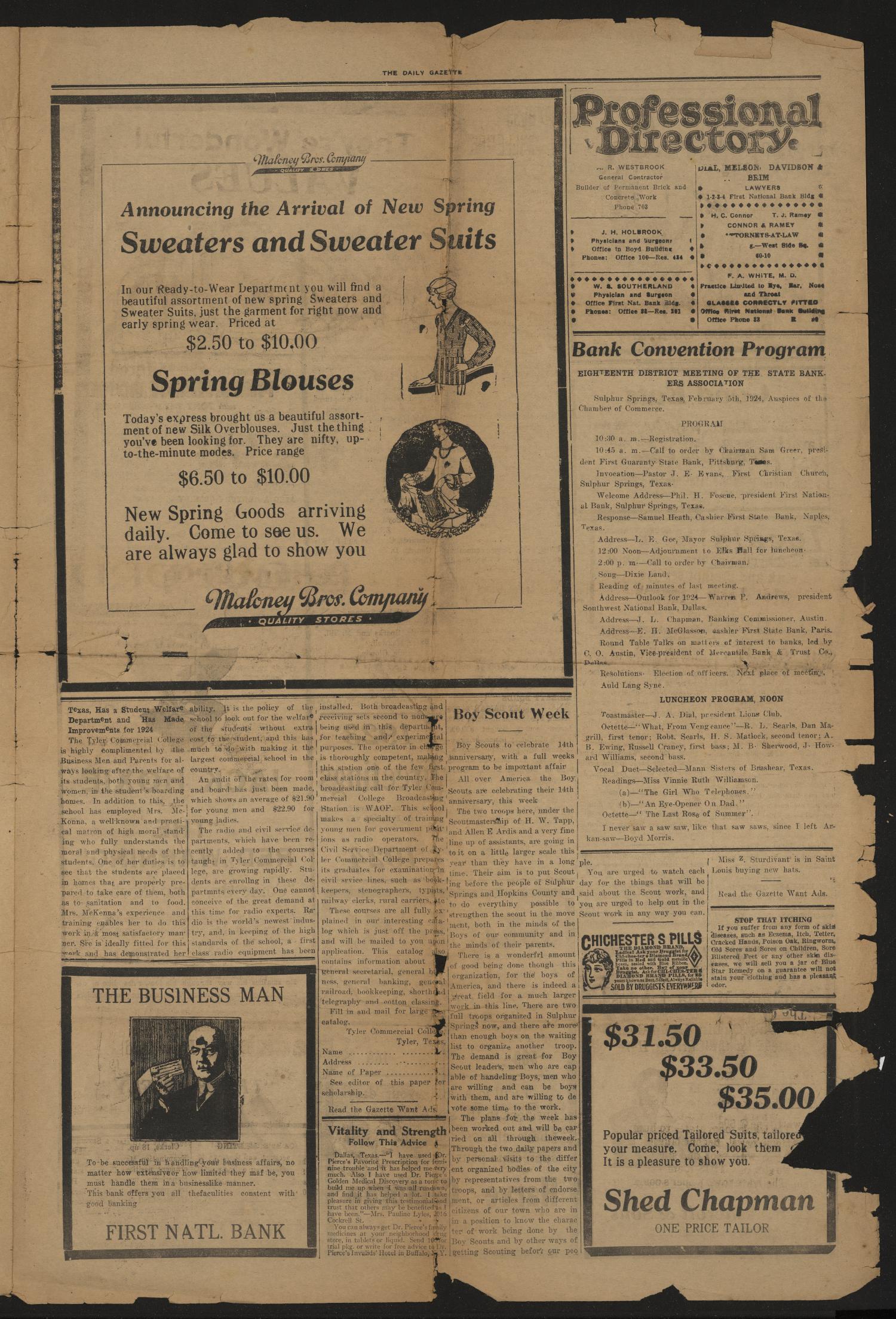 The Daily Gazette (Sulphur Springs, Tex.), Vol. 7, No. 30, Ed. 1 Monday, February 4, 1924
                                                
                                                    [Sequence #]: 3 of 4
                                                