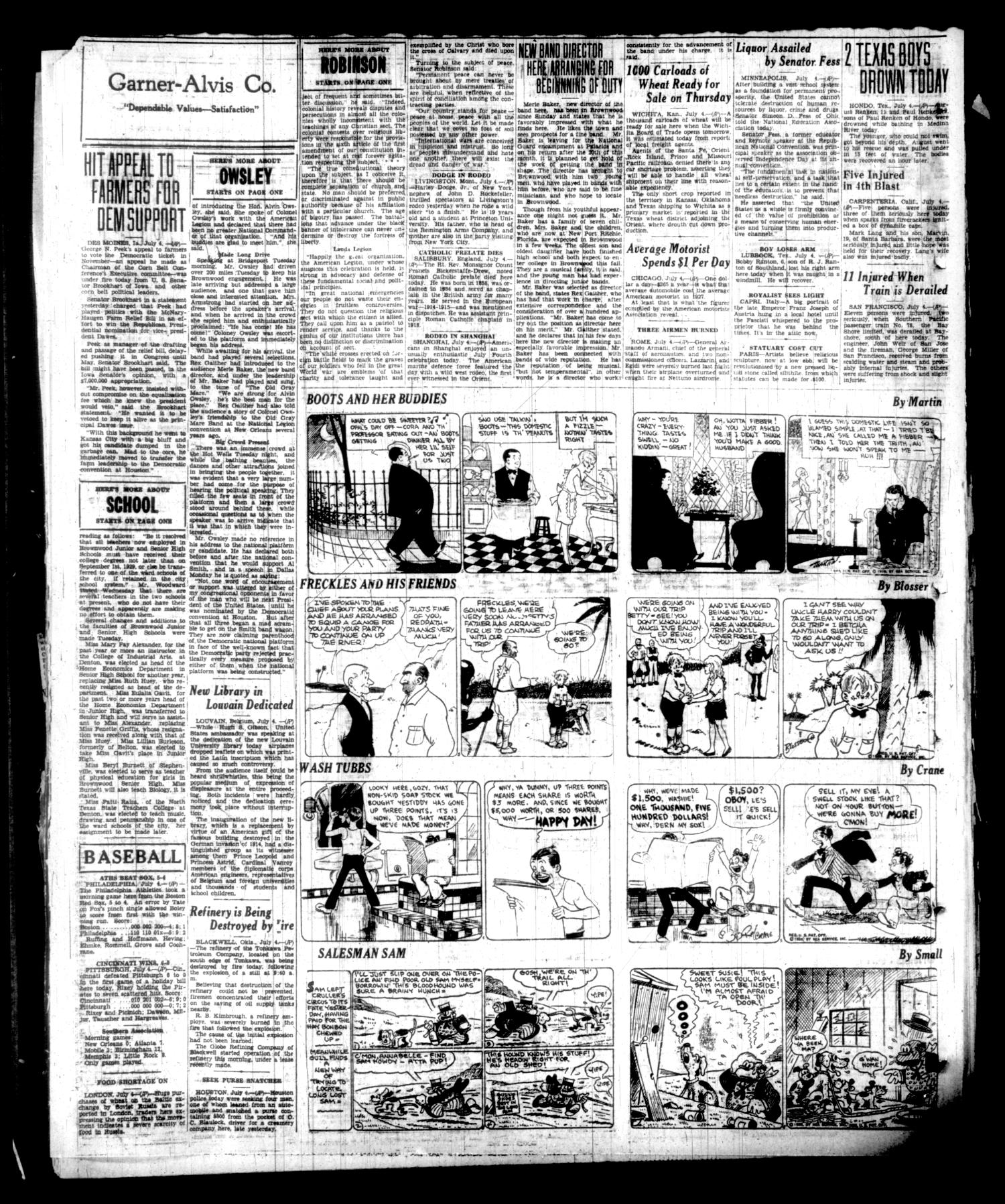Brownwood Bulletin (Brownwood, Tex.), Vol. 28, No. 224, Ed. 1 Wednesday, July 4, 1928
                                                
                                                    [Sequence #]: 2 of 8
                                                