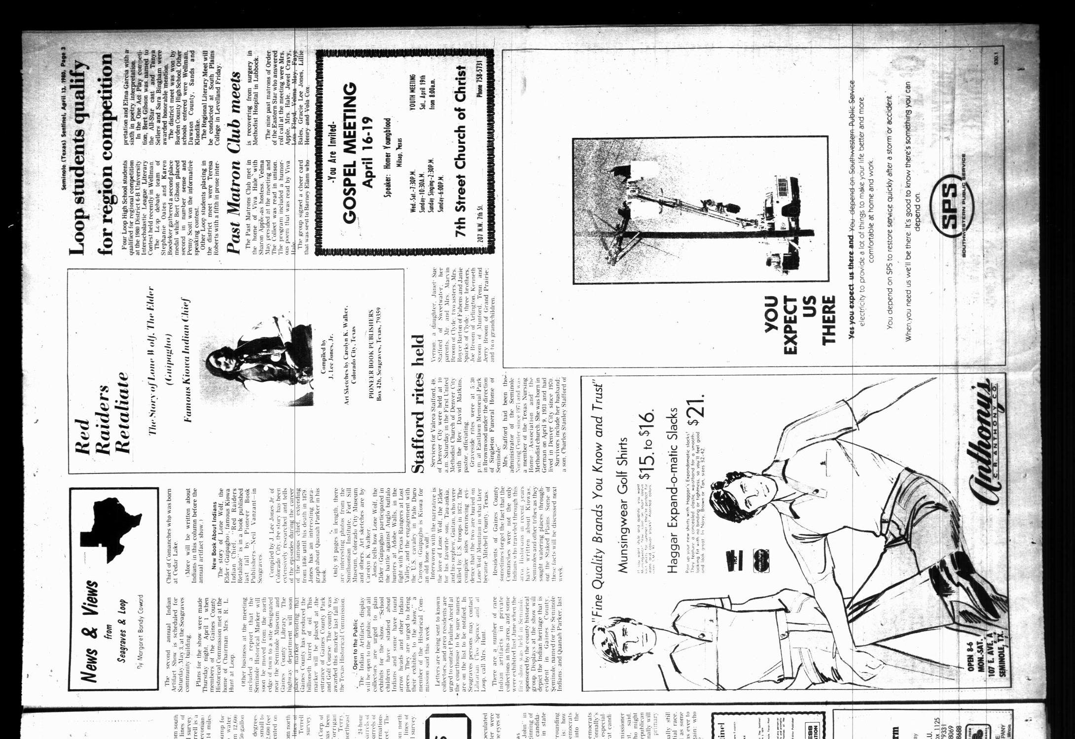 Seminole Sentinel (Seminole, Tex.), Vol. 73, No. 47, Ed. 1 Sunday, April 13, 1980
                                                
                                                    [Sequence #]: 3 of 12
                                                