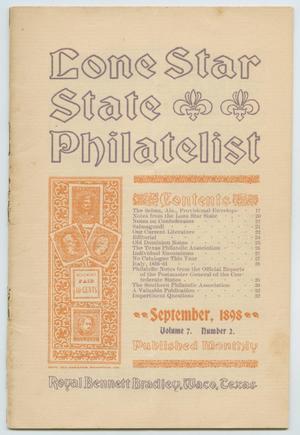 Primary view of object titled 'Lone Star State Philatelist, Volume 7, Number 2, September 1898'.