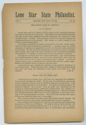 Lone Star State Philatelist, Volume 1, Number 46, July 15, 1895