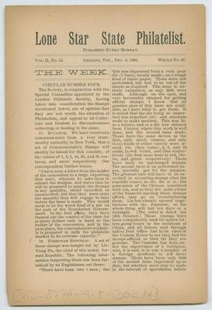 Lone Star State Philatelist, Volume 2, Number 15, December 9, 1895