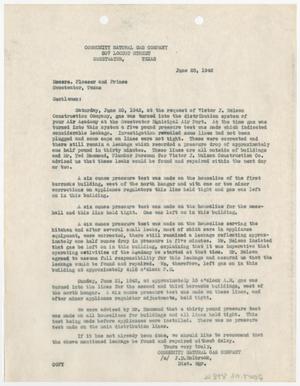 Primary view of [Letter from J. D. Holbrook to Plosser and Prince, June 23, 1942]