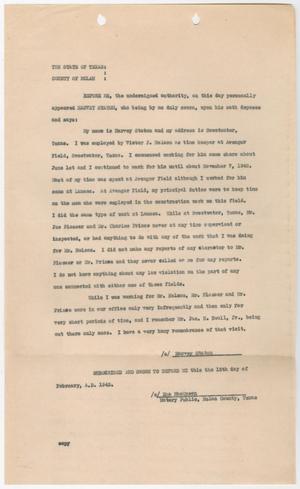 Primary view of object titled '[Harvey Staton Statement on Avenger Field Construction]'.