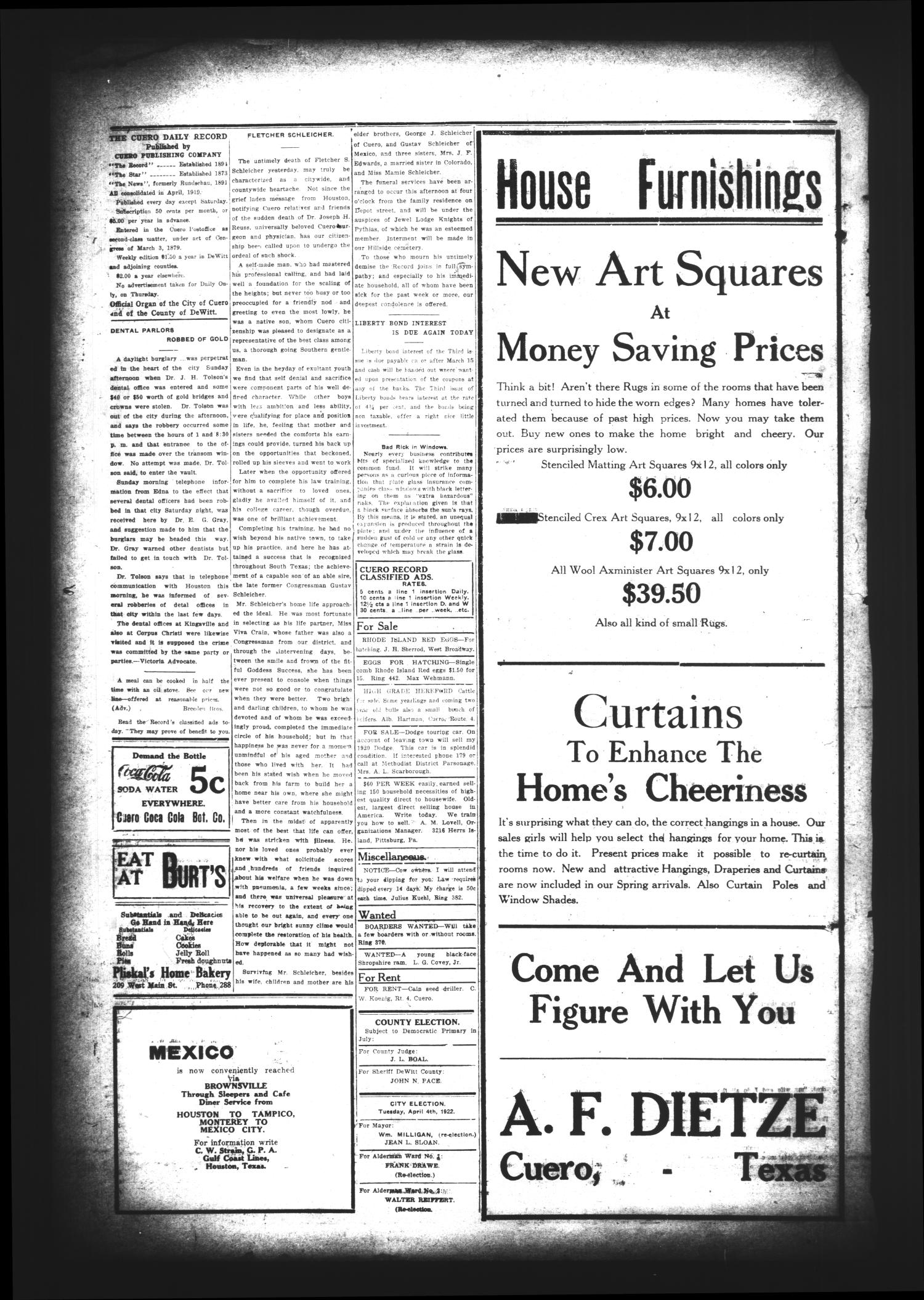 The Cuero Daily Record (Cuero, Tex.), Vol. 56, No. 64, Ed. 1 Thursday, March 16, 1922
                                                
                                                    [Sequence #]: 2 of 6
                                                