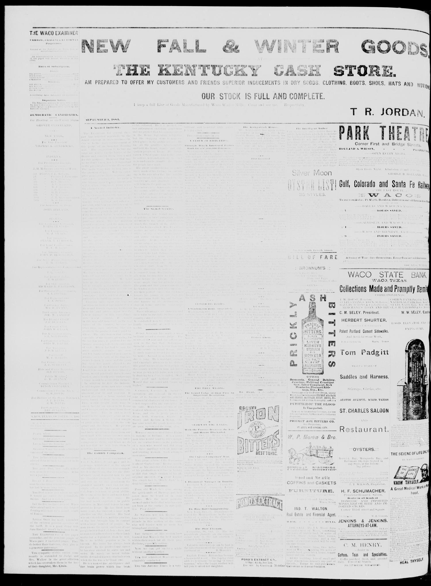 Waco Daily Examiner. (Waco, Tex.), Vol. 17, No. 308, Ed. 1, Friday, October 24, 1884
                                                
                                                    [Sequence #]: 2 of 4
                                                
