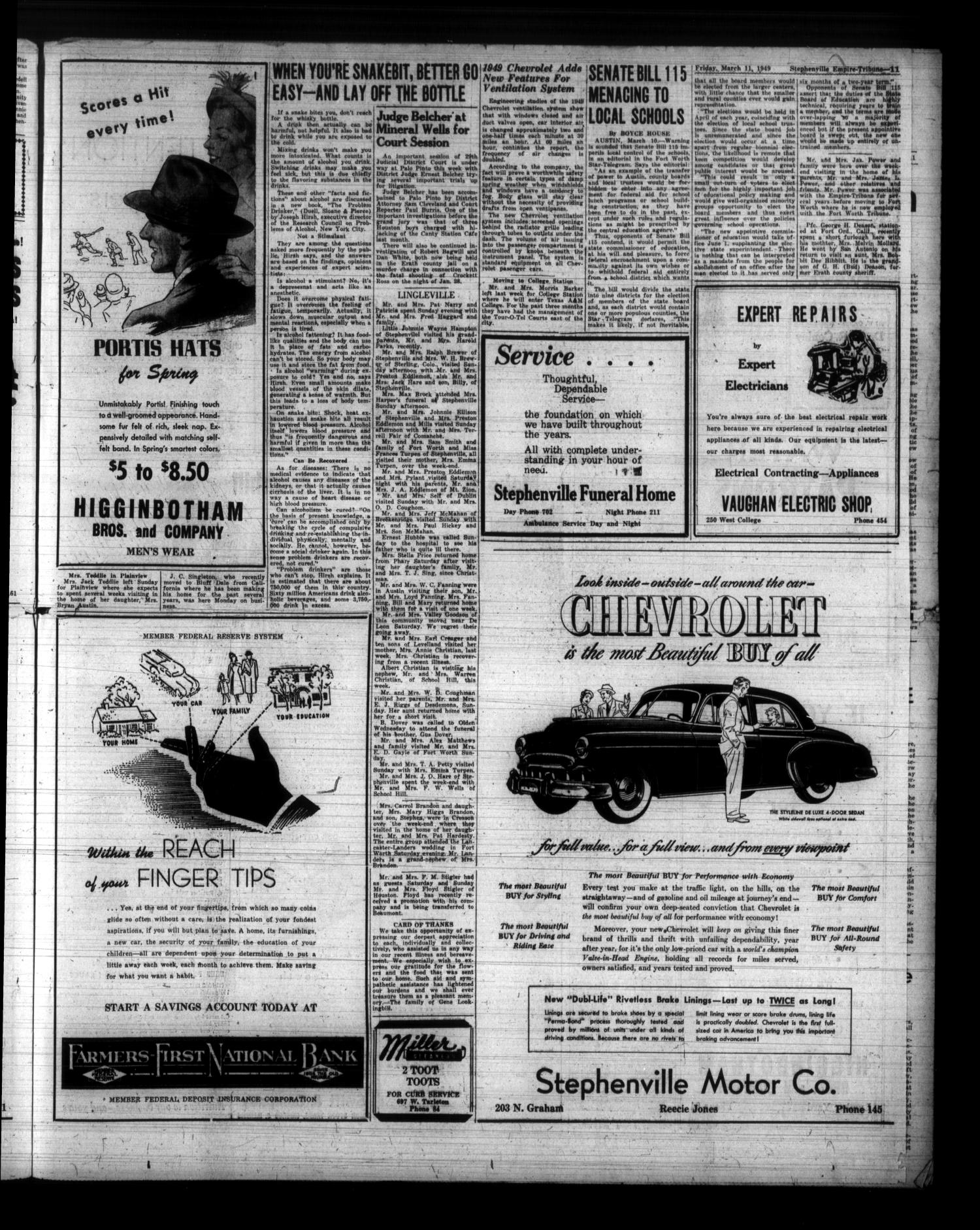 Stephenville Empire-Tribune (Stephenville, Tex.), Vol. 79, No. 10, Ed. 1 Friday, March 11, 1949
                                                
                                                    [Sequence #]: 19 of 20
                                                