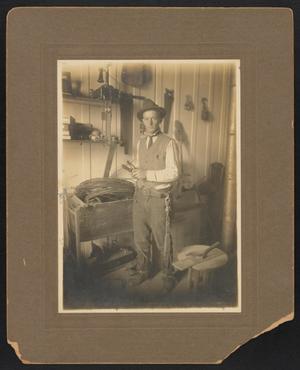 Primary view of object titled '[Charles Frizzell in Tool Shed]'.