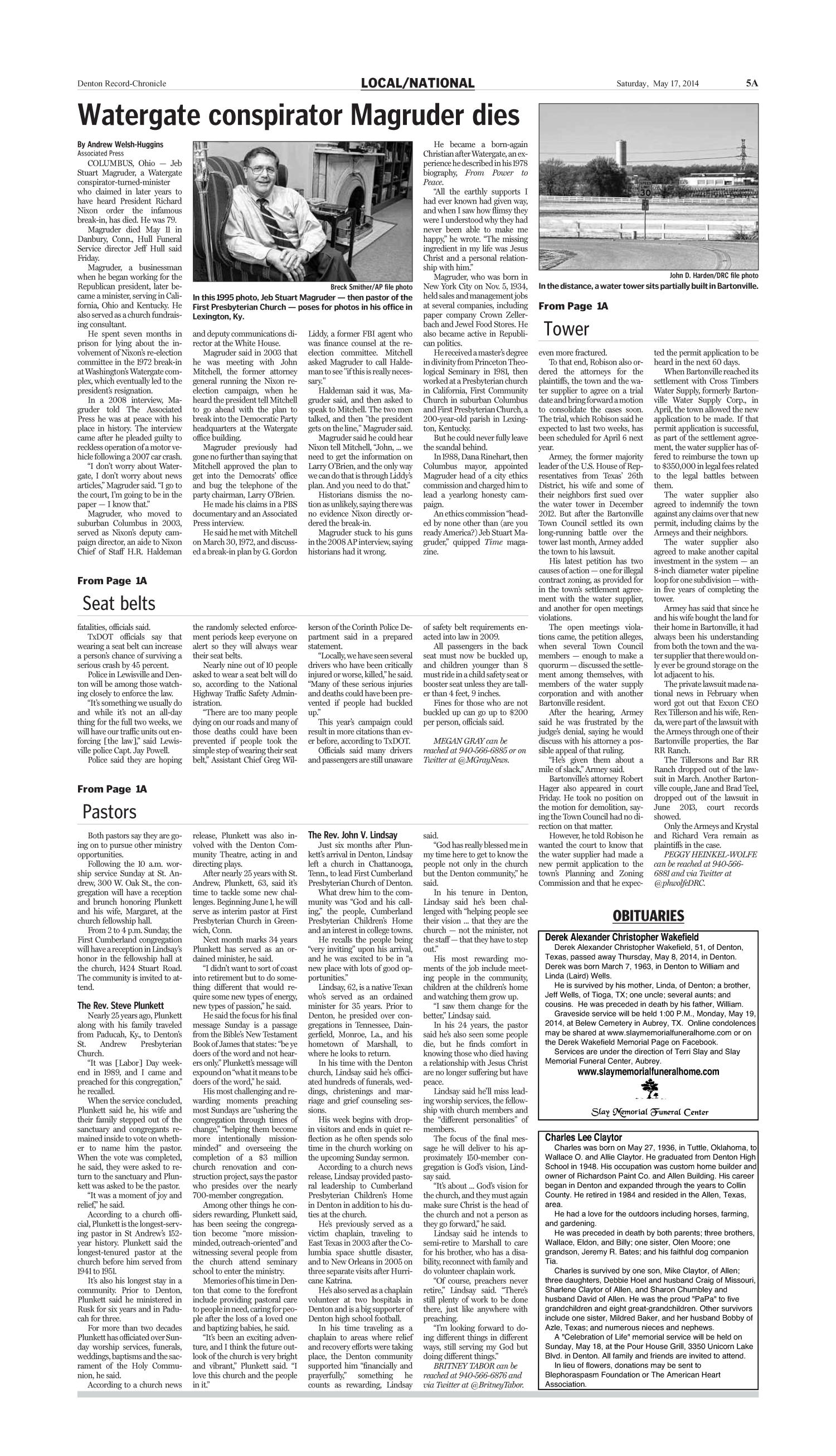 Denton Record-Chronicle (Denton, Tex.), Vol. 110, No. 288, Ed. 1 Saturday, May 17, 2014
                                                
                                                    [Sequence #]: 5 of 22
                                                