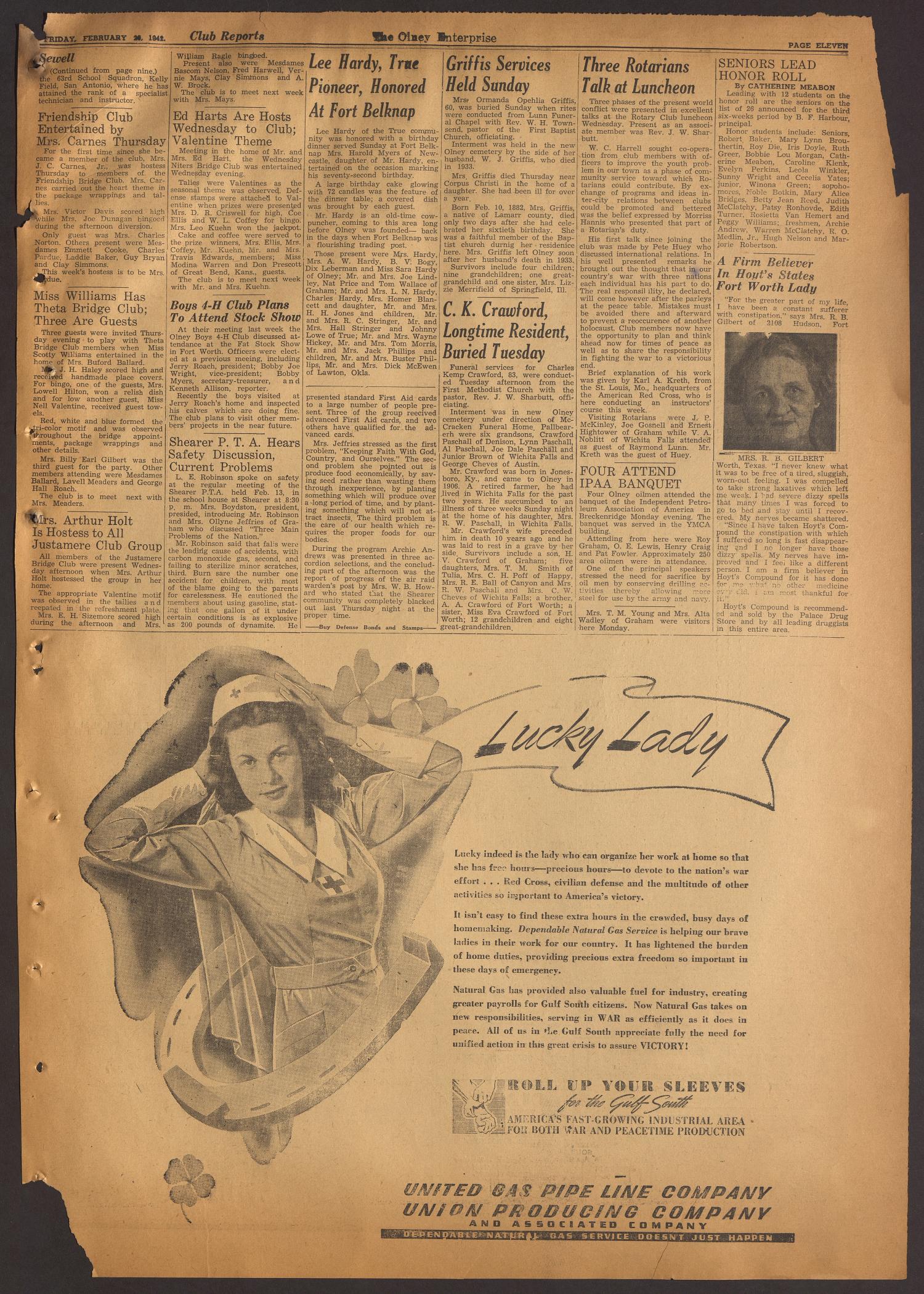 The Olney Enterprise (Olney, Tex.), Vol. 32, No. 1, Ed. 1 Friday, February 20, 1942
                                                
                                                    [Sequence #]: 11 of 12
                                                