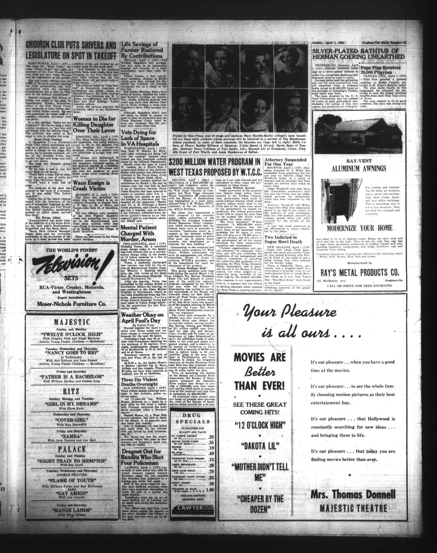 Stephenville Daily Empire (Stephenville, Tex.), Vol. 1, No. 151, Ed. 1 Sunday, April 2, 1950
                                                
                                                    [Sequence #]: 5 of 8
                                                