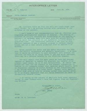 [Inter-Office Letter from George Andre to Isaac Herbert Kempner, June 28, 1954]